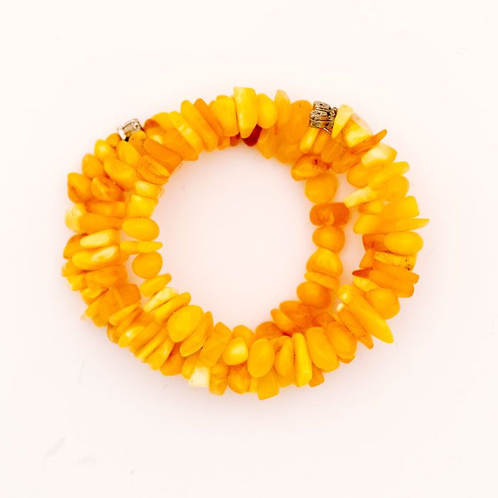 Bracelet made of genuine amber from Baltic sea -  cut by hand and silver.