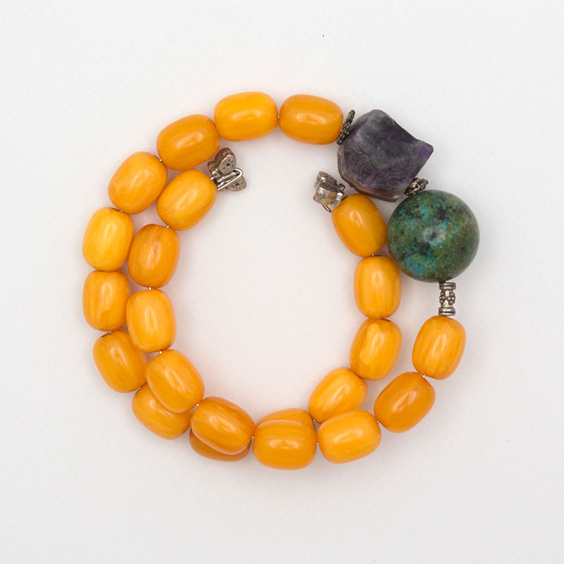 Bracelet made of old mixture of artificial resins of Egypt (1960), Aghates and Tin