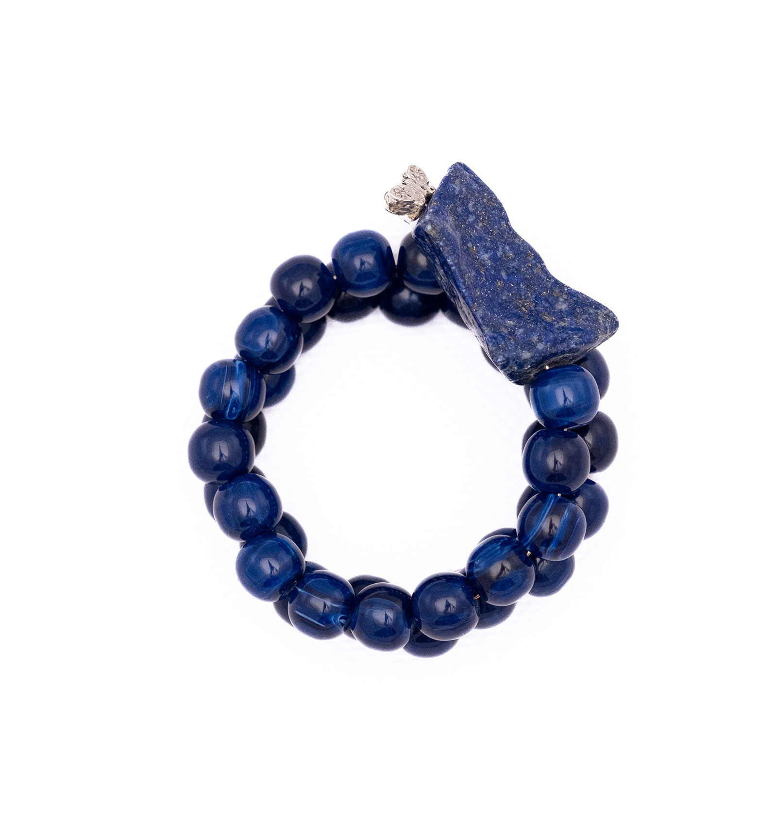Bracelet made of artificial resin, lapis lazuli and tin