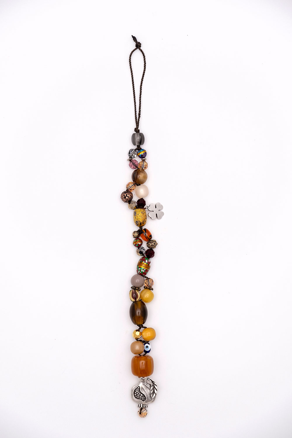Lucky charm with crystal, artificial resin and agates - pomegranate.