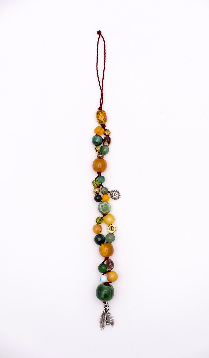 Lucky charm with crystal, artificial resin and agates - olive branch