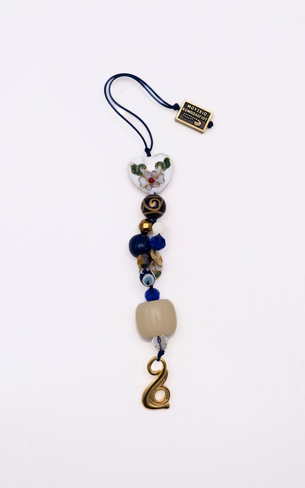 Lucky charm with artificial resin, crystal, agate, cloisonné and tin