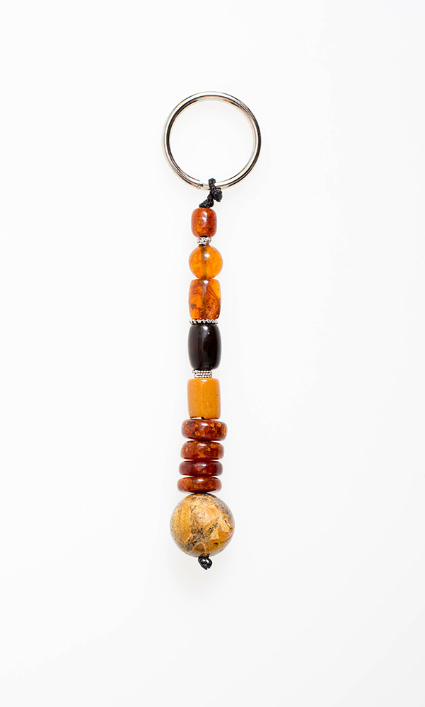 Keyring from Baltic Sea amber and tin 