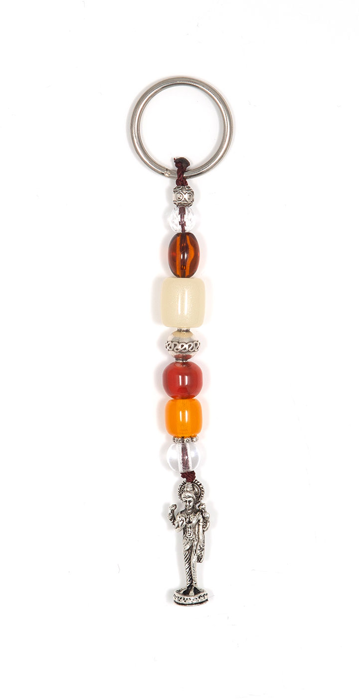 Keyring - amulet made of artificial resin and crystal with  Goddess Lakshmi