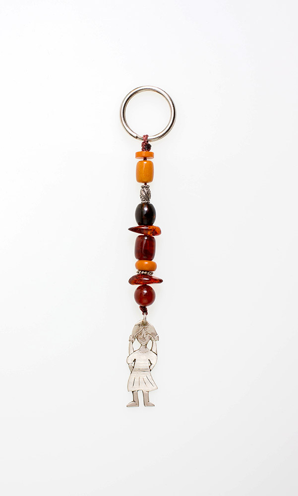 Keyring from Baltic Sea amber, tin and silver  - Little girl