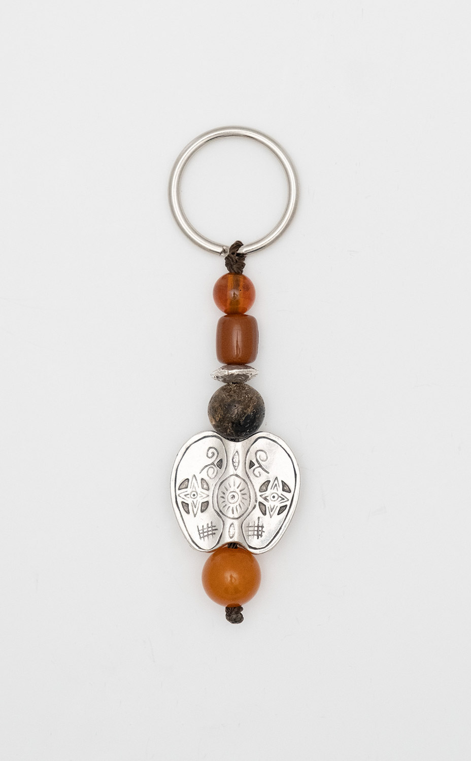 Keyring from Baltic Sea amber and tin 
