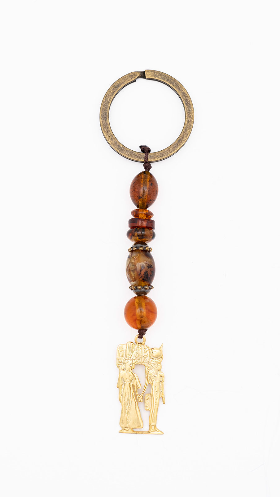 Keyring from Baltic Sea amber and tin Keyring with beads made of Amber from Baltic sea (Ambroid and cut by hand) tin and gold plated silver

