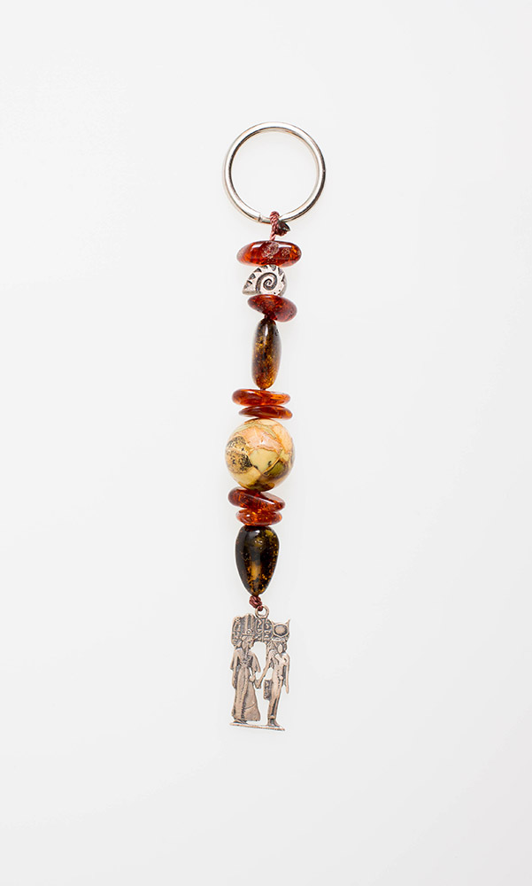 Keyring from Baltic Sea amber  and silver - Eternal couple