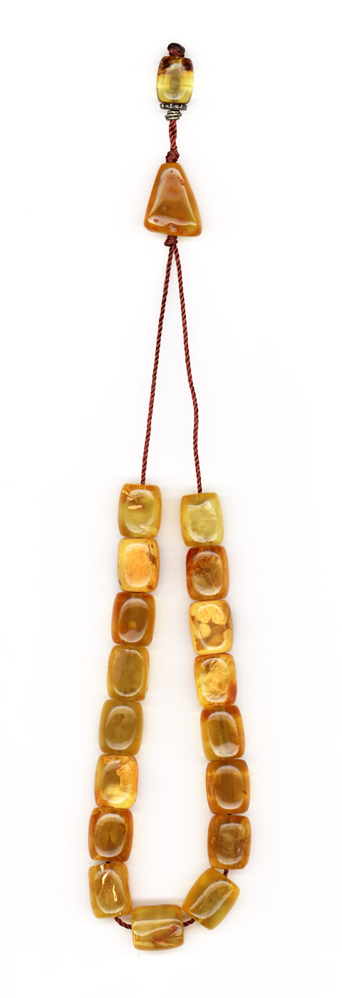 Komboloi made of genuine amber from Baltic sea - cut by hand - Orange.