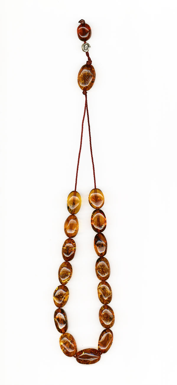 Komboloi made of genuine amber from Baltic sea- cut by hand - Golden brown.