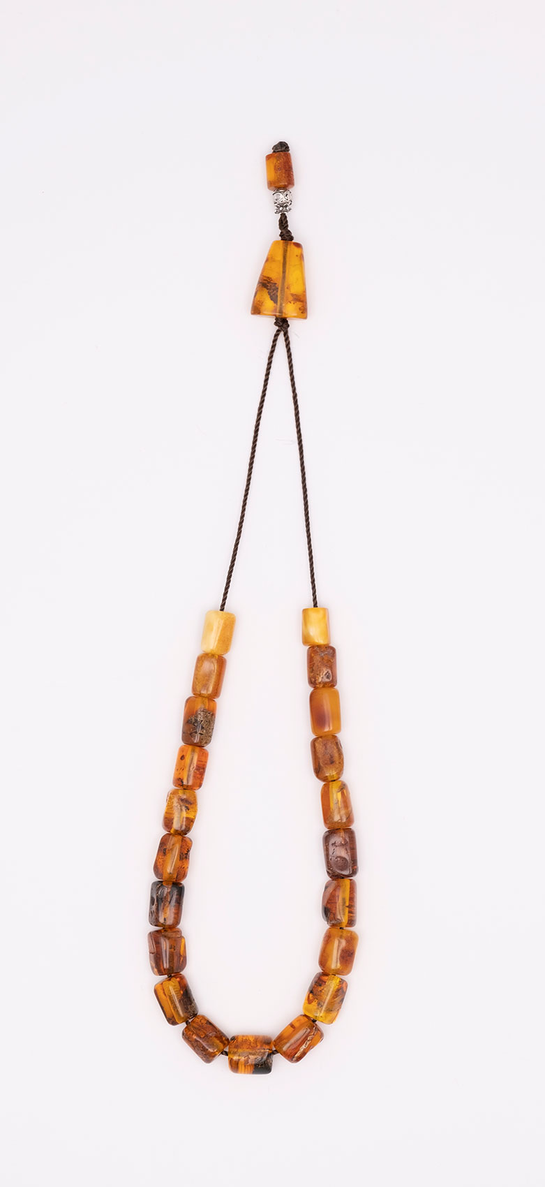 Komboloi made of genuine amber from Baltic sea- cut by hand 