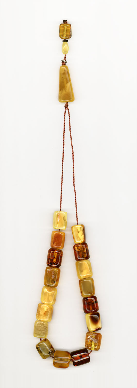 Komboloi made of genuine amber from Baltic sea-cut by hand - Royal yellow