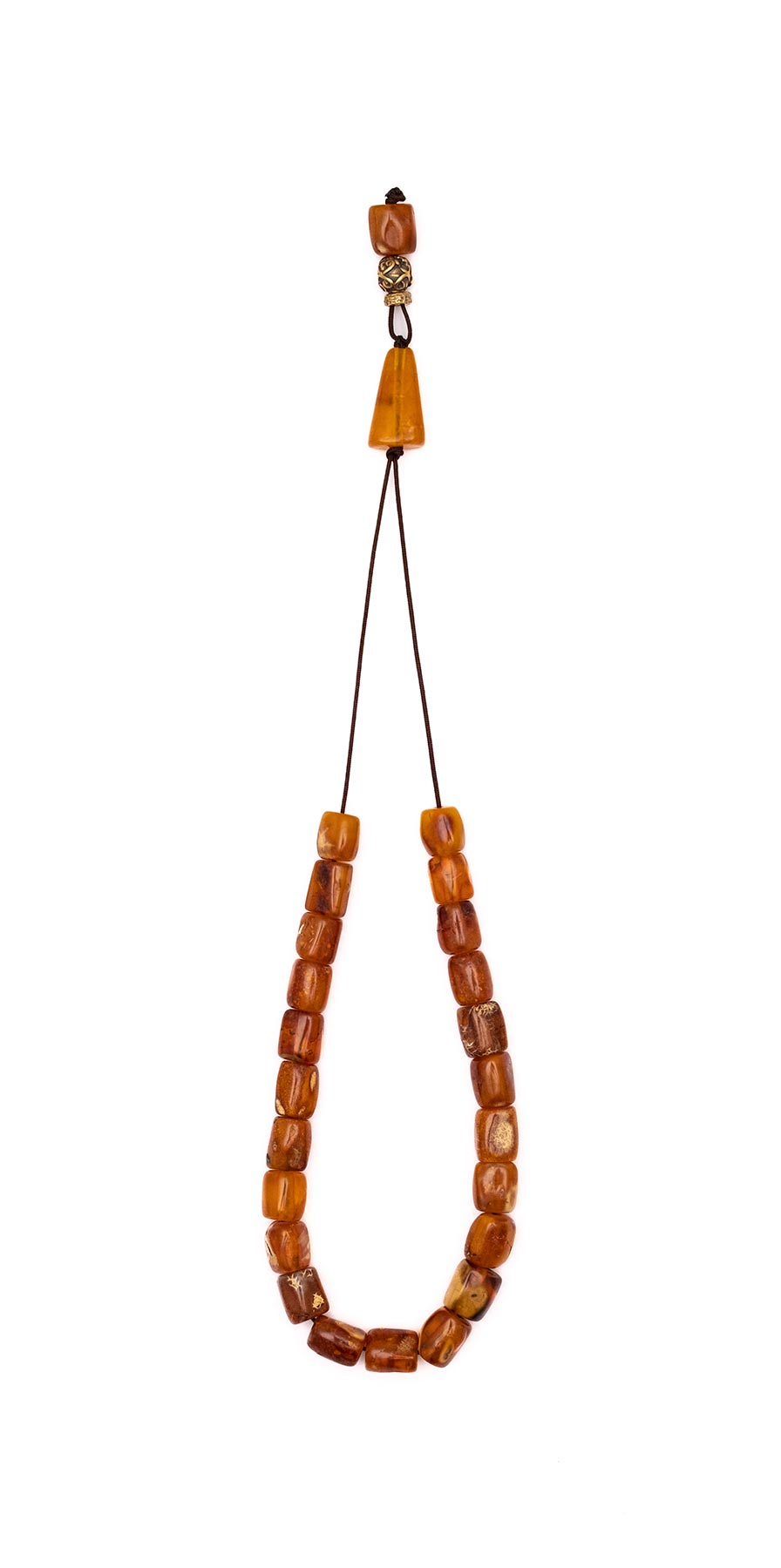 Komboloi made of genuine amber from Baltic sea- cut by hand - White - Royal Amber