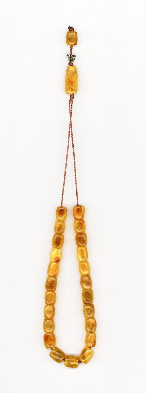 Komboloi made of genuine amber from Baltic sea- cut by hand - Orange.