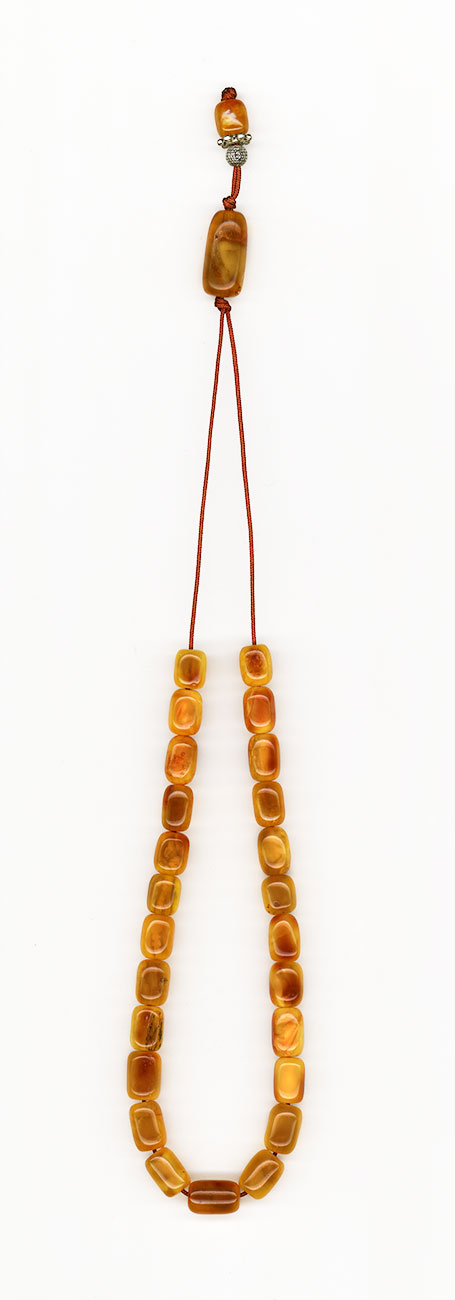 Komboloi made of genuine amber from Baltic sea- cut by hand - orange.