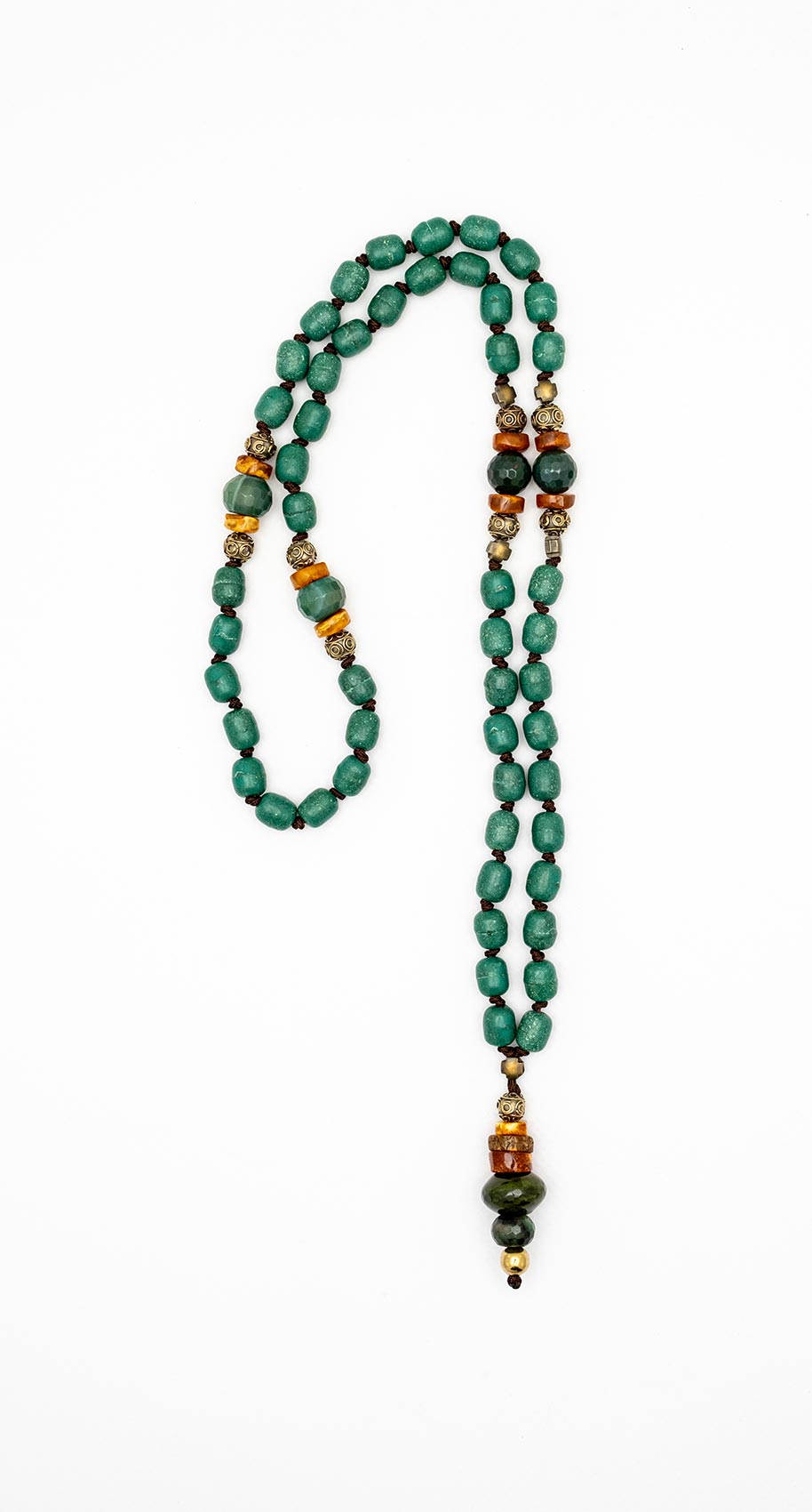 Muslim Prayer bead made of Camel Bone with inlaid pins of tin