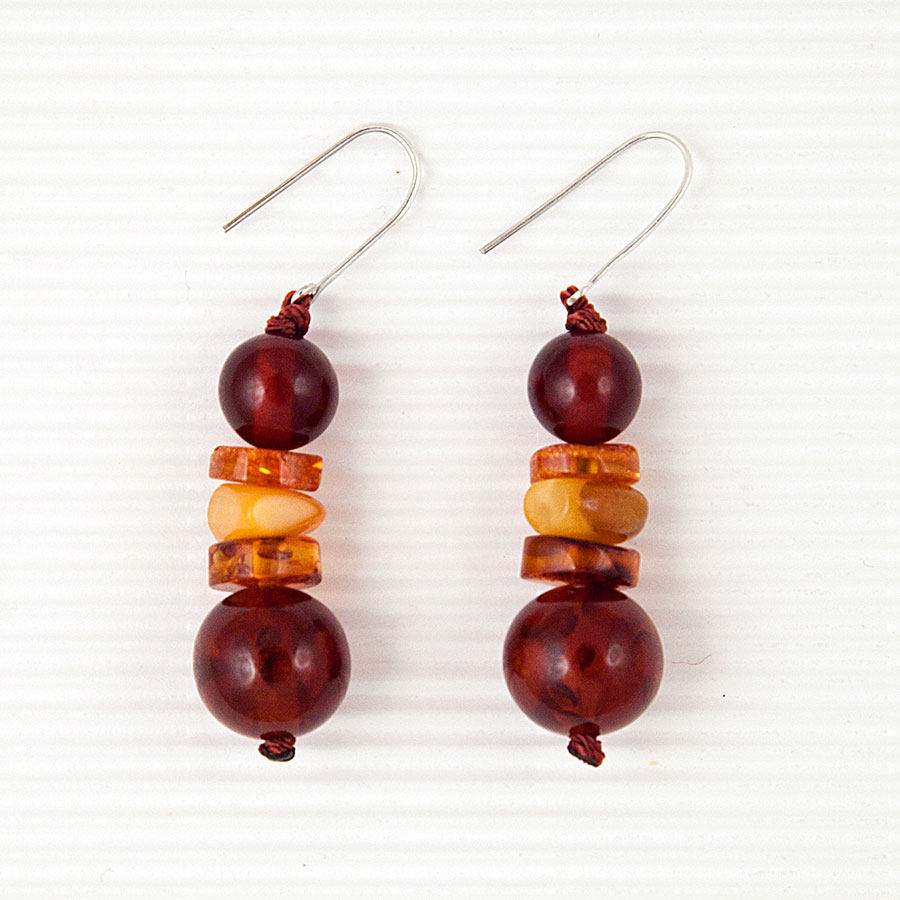 Earrings made of genuine amber from Baltic sea and silver.